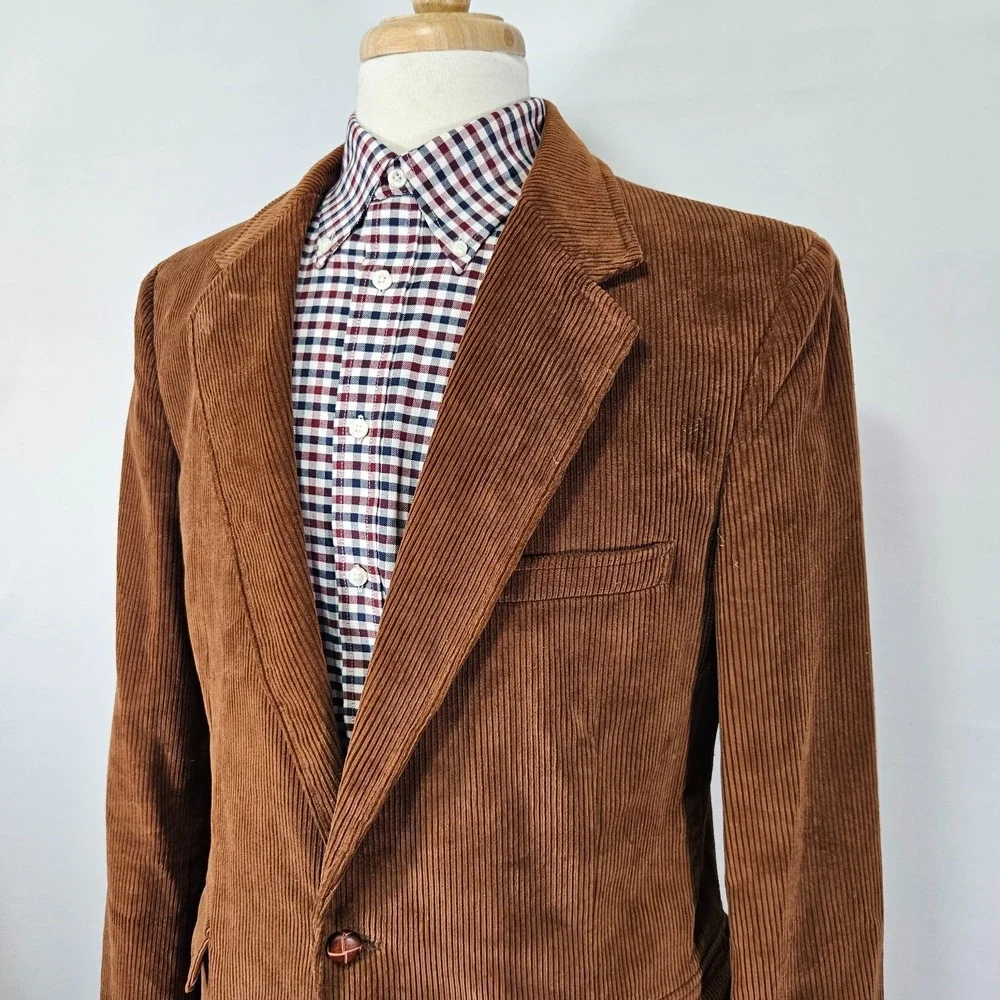 VTG‎ Woodmere Men's Sport Coat Blazer Two Button Brown Corduroy Cotton 44L
